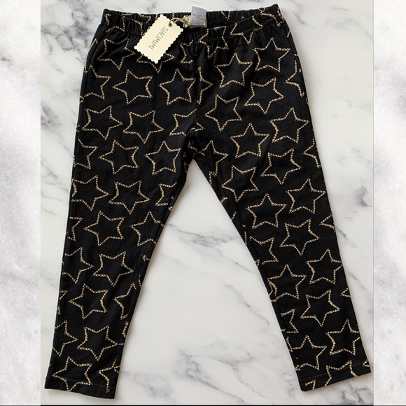 Siaomimi Other - Siaomimi Black Capri Leggings W/ Gold Stars NWT